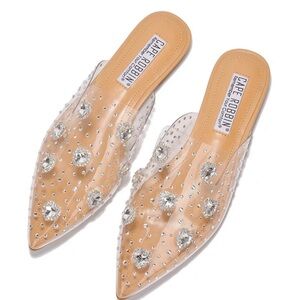 Cape Robbin Tan and Clear Embellished Mules